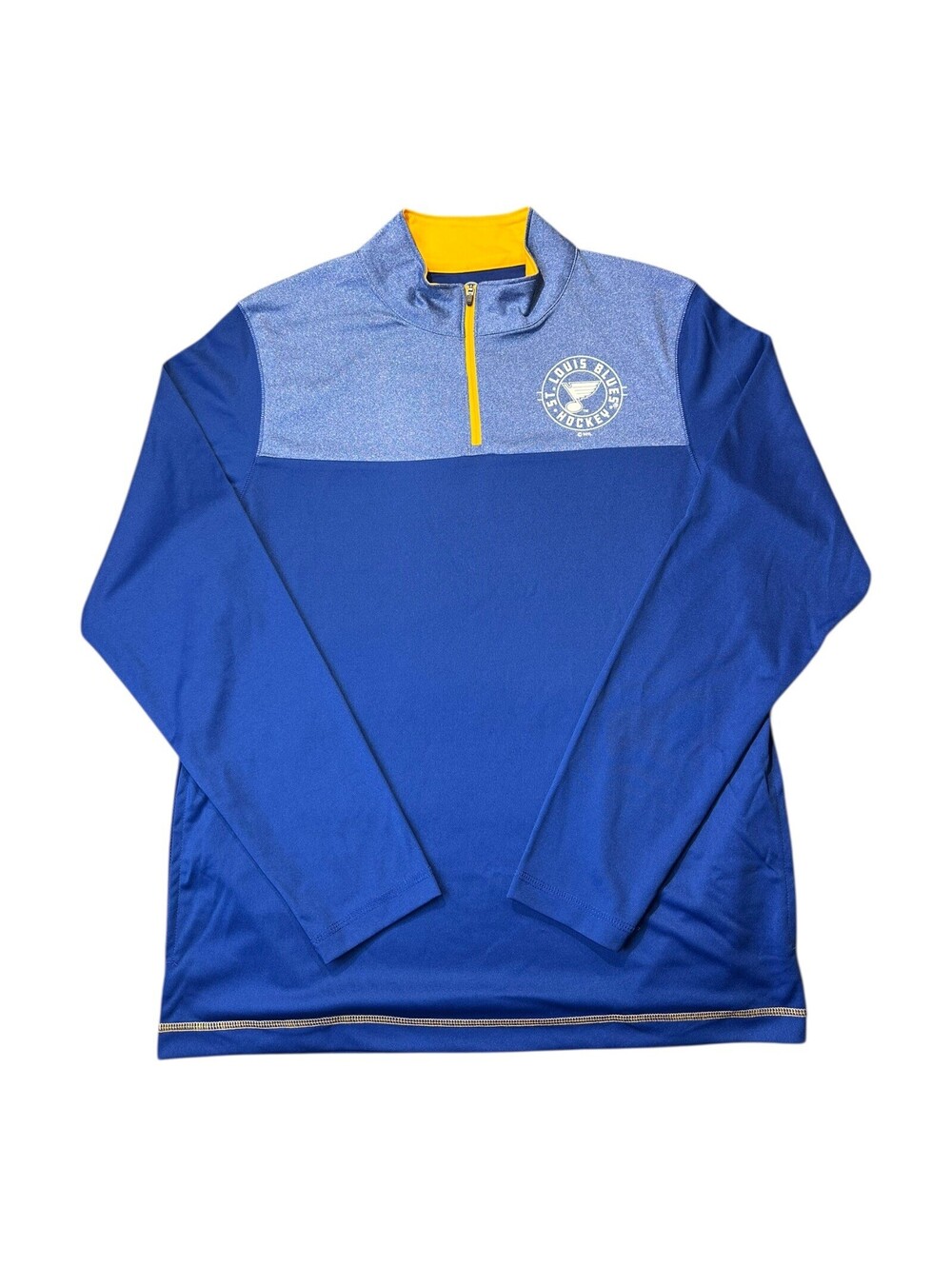 St. Louis Blues 1/4 Zip Pullover, Long Sleeves, Blue, Men’s Size Medium, NEW